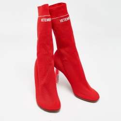 Vetements Red Knit Fabric Sock Boots Size 39