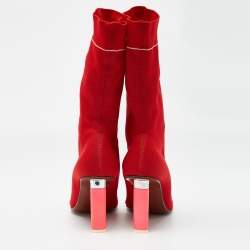 Vetements Red Knit Fabric Sock Boots Size 39