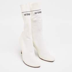 Vetements White Knit Fabric Sock Boots Size 39