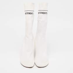 Vetements White Knit Fabric Sock Boots Size 39