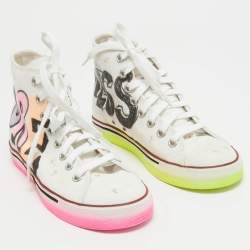 Vetements White Canvas Printed Hard Core Happiness High Top Sneakers Size 36.5