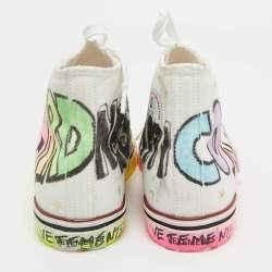 Vetements White Canvas Printed Hard Core Happiness High Top Sneakers Size 36.5