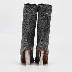 Vetements Silver Lurex Fabric Sock Ankle Boots Size 39