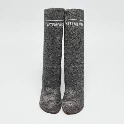 Vetements Silver Lurex Fabric Sock Ankle Boots Size 39