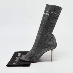 Vetements Silver Lurex Fabric Sock Ankle Boots Size 39