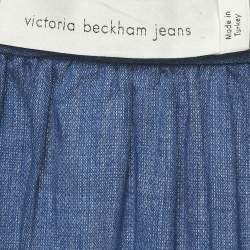 Pre Owned Victoria Beckham Jeans Blue Cotton V-Neck Sleeveless Blouse M