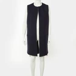 Pre Owned Victoria Beckham Jeans Navy Blue Wool Sleeveless Coat M