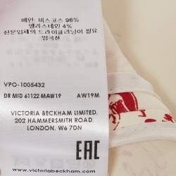 Pre Owned Victoria Beckham White/Red Chain Print Stretch Crepe Midi Dress M