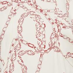 Pre Owned Victoria Beckham White/Red Chain Print Stretch Crepe Midi Dress M