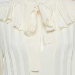Pre Owned Victoria Beckham Vanilla Cream Pleated Silk Tea Dress S