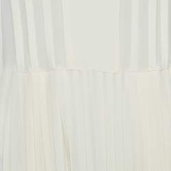 Pre Owned Victoria Beckham Vanilla Cream Pleated Silk Tea Dress S