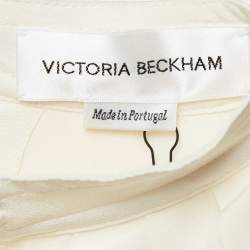 Pre Owned Victoria Beckham Vanilla Cream Pleated Silk Tea Dress S