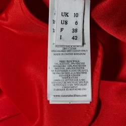 Pre Owned Victoria Beckham Red Sateen Pleated Button Front Maxi Dress M