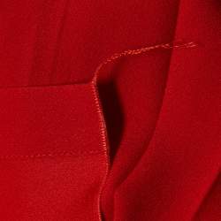 Pre Owned Victoria Beckham Red Sateen Pleated Button Front Maxi Dress M