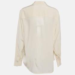 Pre Owned Victoria Beckham Ivory Silk Ruffled Shirt M