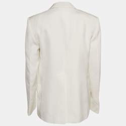 Pre Owned Victoria Beckham White Crepe Single Breasted Blazer S