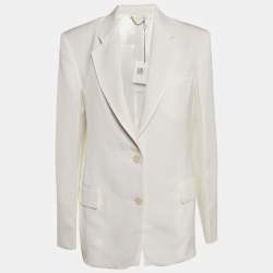 Pre Owned Victoria Beckham White Crepe Single Breasted Blazer S