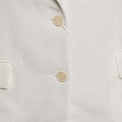 Pre Owned Victoria Beckham White Crepe Single Breasted Blazer S