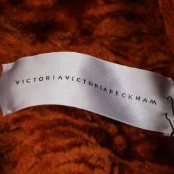 Pre Owned Victoria Beckham Brown/Black Textured Velvet Coat M
