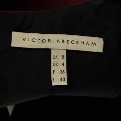 Pre Owned Victoria Beckham Burgundy/Black Silk & Wool Flounced Hem Mini Dress S 