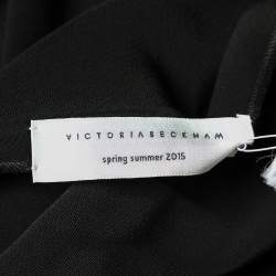 Pre Owned Victoria Beckham Black Crepe Leather Trim Halter Neck Flared Dress M