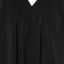 Pre Owned Victoria Beckham Black Crepe Leather Trim Halter Neck Flared Dress M