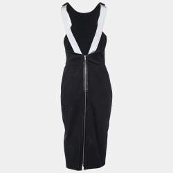 Victoria Beckham Black Crepe Contrast Strap Detail Sleeveless Dress L