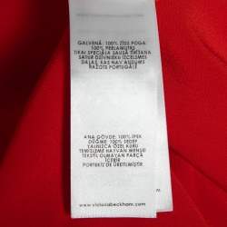 Pre Owned Victoria Beckham Red Silk Draped Shirt Dress M