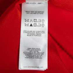 Pre Owned Victoria Beckham Red Silk Draped Shirt Dress M