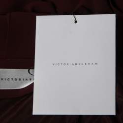 Pre Owned Victoria Beckham Burgundy Crepe Paneled Pleated Midi Skirt S