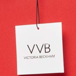 Pre Owned Victoria Beckham Red Lightweight Stretch Knit Flounce Dress L