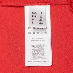 Pre Owned Victoria Beckham Red Lightweight Stretch Knit Flounce Dress L