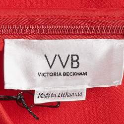 Pre Owned Victoria Beckham Red Lightweight Stretch Knit Flounce Dress L