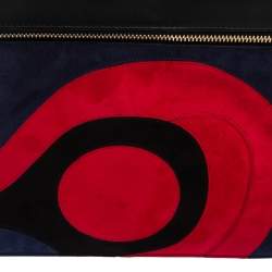 Pre Owned Victoria Beckham Tricolor Suede and Leather Large Zip Clutch
