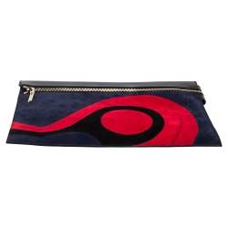 Pre Owned Victoria Beckham Tricolor Suede and Leather Large Zip Clutch