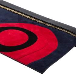 Pre Owned Victoria Beckham Tricolor Suede and Leather Large Zip Clutch
