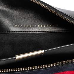 Pre Owned Victoria Beckham Tricolor Suede and Leather Large Zip Clutch