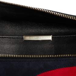 Pre Owned Victoria Beckham Tricolor Suede and Leather Large Zip Clutch