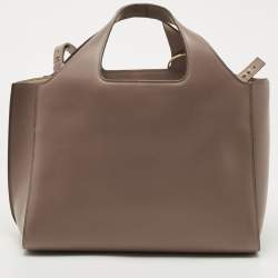 Pre Owned Victoria Beckham Grey Leather Small Newspaper Tote