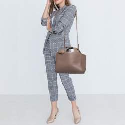 Pre Owned Victoria Beckham Grey Leather Small Newspaper Tote