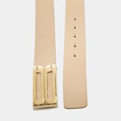 Pre Owned Victoria Beckham Tan Leather Jumbo Frame Buckle Belt M