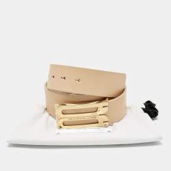 Pre Owned Victoria Beckham Tan Leather Jumbo Frame Buckle Belt M