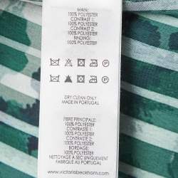 Pre Owned Victoria Beckham Green Crepe and Satin Plisse Midi Skirt M