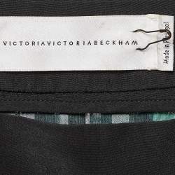 Pre Owned Victoria Beckham Green Crepe and Satin Plisse Midi Skirt M