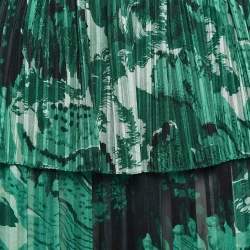 Pre Owned Victoria Beckham Green Crepe and Satin Plisse Midi Skirt M