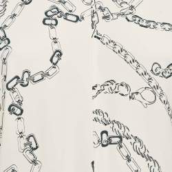 Pre Owned Victoria Beckham Off-White Chain Print Crepe Midi Dress M