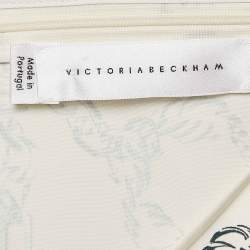 Pre Owned Victoria Beckham Off-White Chain Print Crepe Midi Dress M