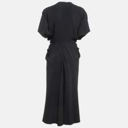 Pre Owned Victoria Beckham Black Chain Embellished Crepe Midi Dress M
