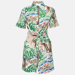 Victoria Beckham Multicolor Printed Cotton Buttoned Front Mini Dress S