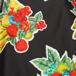 Victoria Beckham Black Fruit Print Crepe Shift Dress S